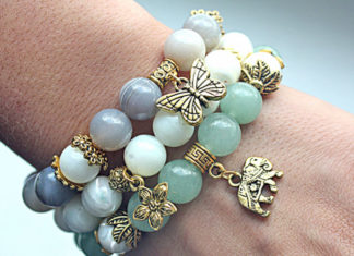 Браслет из натуральных камней: крашение женской руки